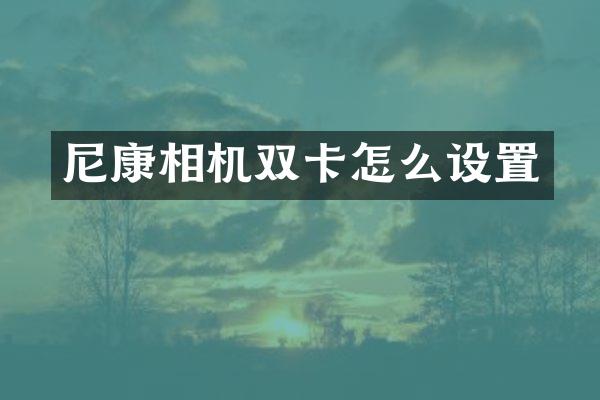 尼康相机双卡怎么设置