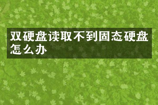 双硬盘读取不到固态硬盘怎么办