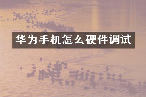 华为手机怎么硬件调试