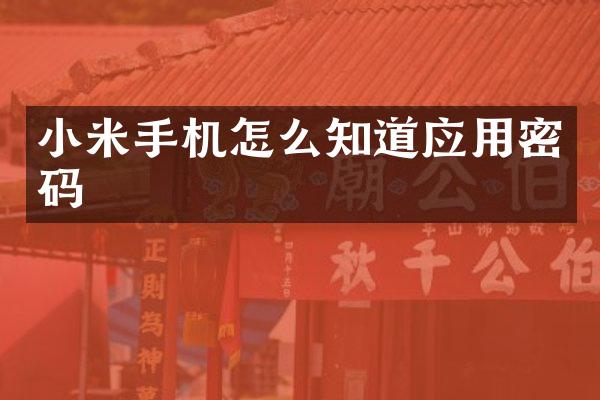 小米手机怎么知道应用密码