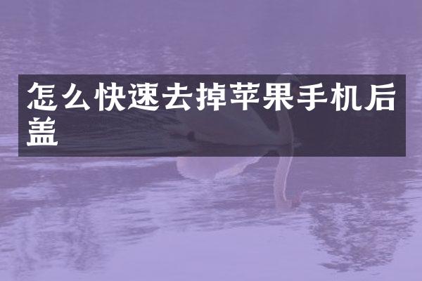 怎么快速去掉苹果手机后盖
