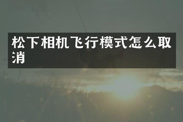 松下相机飞行模式怎么取消