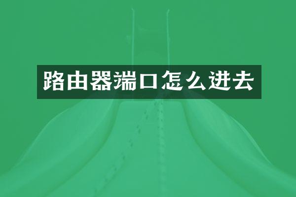 路由器端口怎么进去