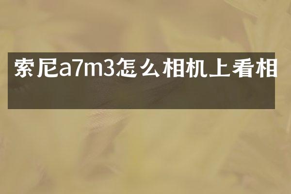 a7m3怎么相机上看相片