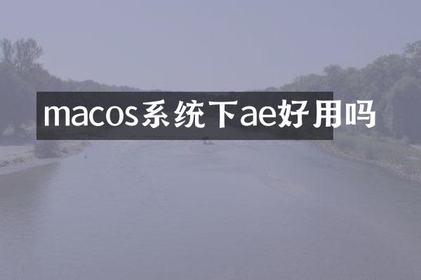 macos系统下ae好用吗
