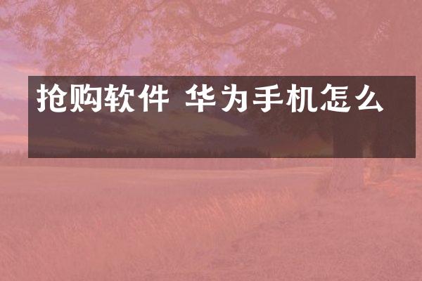 抢购软件 华为手机怎么抢