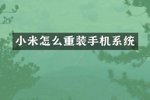 小米怎么重装手机系统
