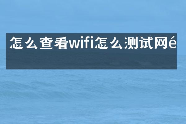 怎么查看wifi怎么测试网速