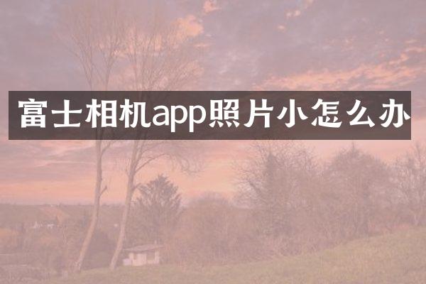 富士相机app照片小怎么办