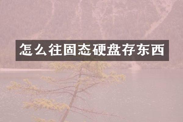 怎么往固态硬盘存东西