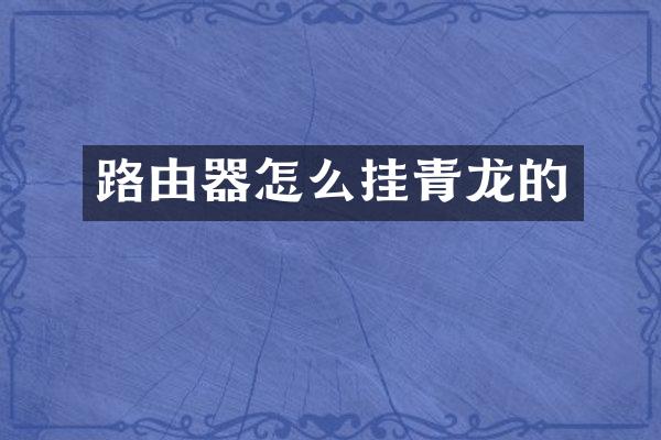 路由器怎么挂青龙的