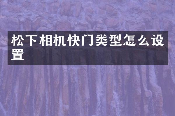 松下相机快门类型怎么设置