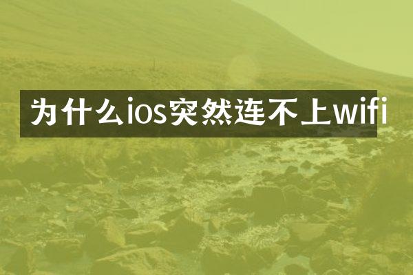 为什么ios突然连不上wifi