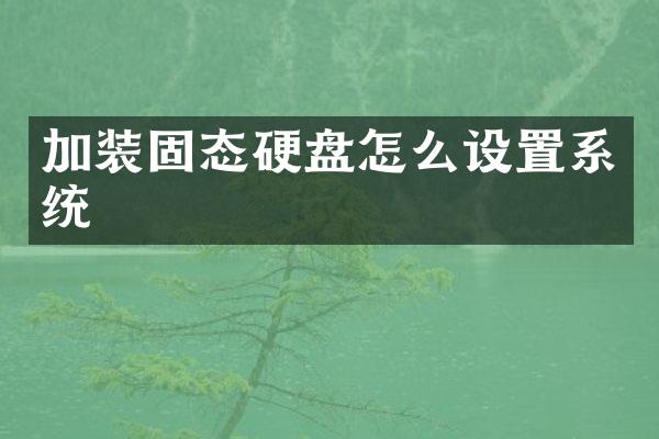 加装固态硬盘怎么设置系统