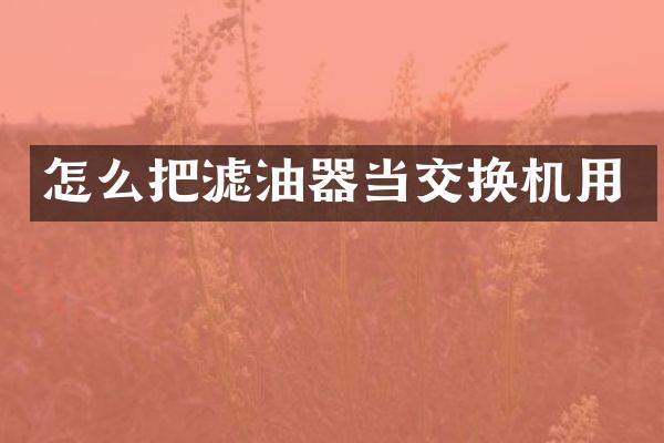 怎么把滤油器当交换机用
