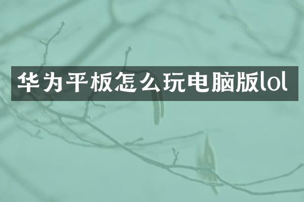 华为平板怎么玩电脑版lol