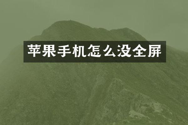 苹果手机怎么没全屏