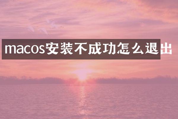 macos安装不成功怎么退出