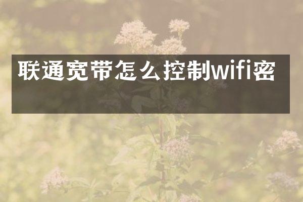联通宽带怎么控制wifi密码