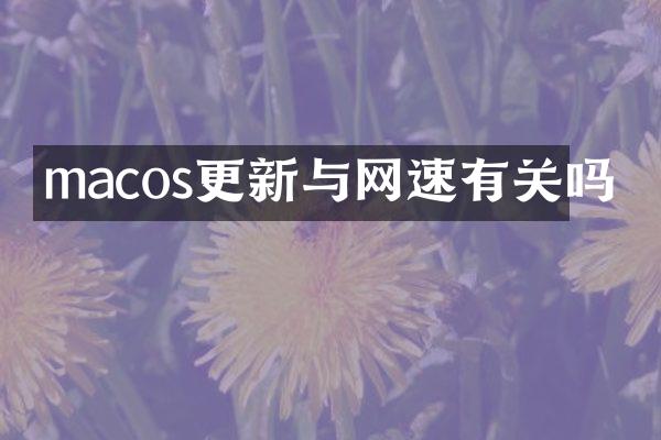 macos更新与网速有关吗