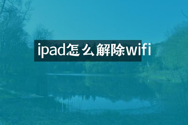 ipad怎么解除wifi