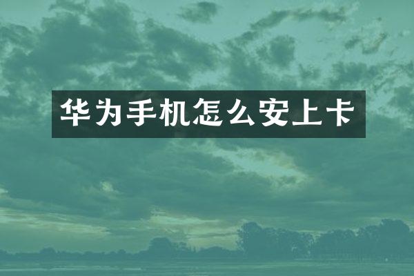 华为手机怎么安上卡