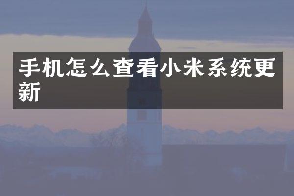 手机怎么查看小米系统更新