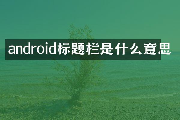 android标题栏是什么意思