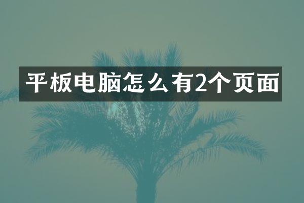 平板电脑怎么有2个页面