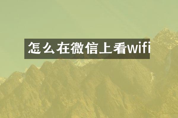 怎么在微信上看wifi