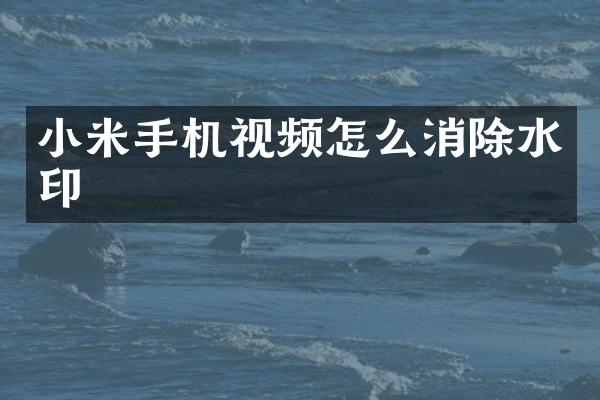 小米手机视频怎么消除水印