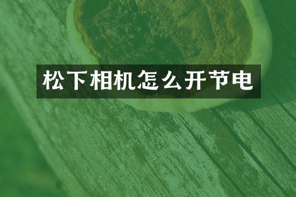 松下相机怎么开节电