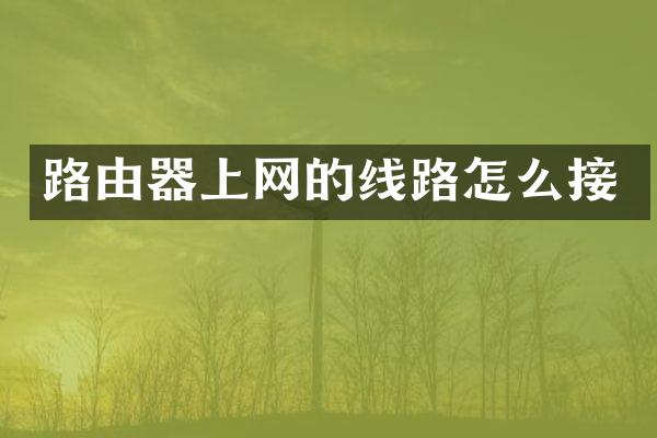 路由器上网的线路怎么接