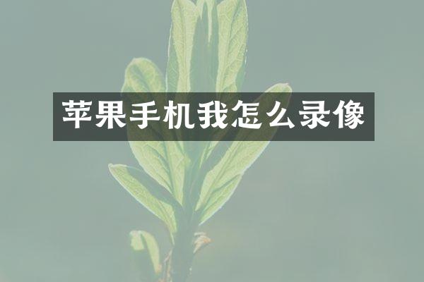 苹果手机我怎么录像