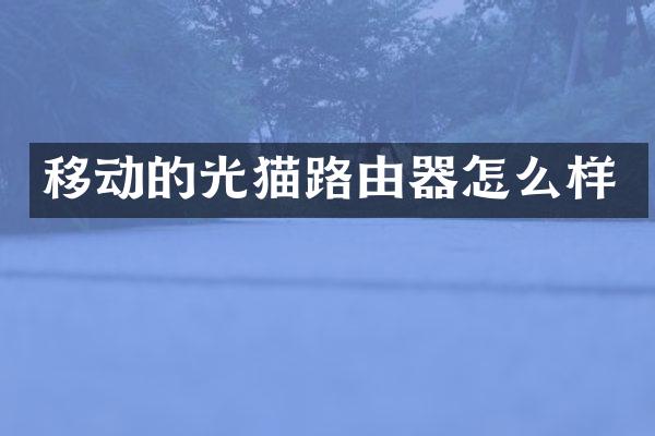 移动的光猫路由器怎么样