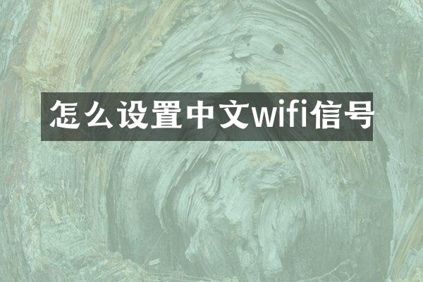 怎么设置中文wifi信号