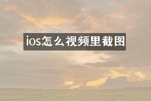 ios怎么视频里截图
