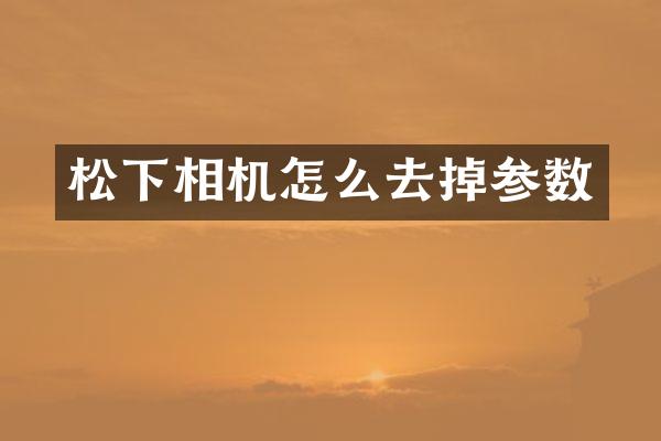 相机怎么去掉参数