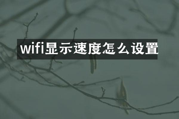 wifi显示速度怎么设置