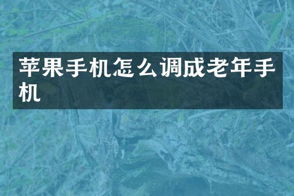苹果手机怎么调成老年手机