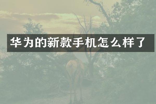 华为的新款手机怎么样了