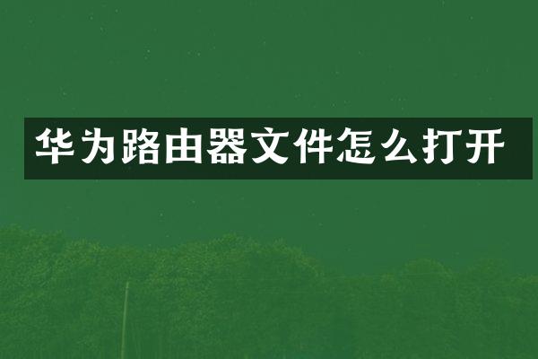 华为路由器文件怎么打开