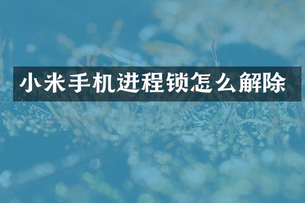小米手机进程锁怎么解除