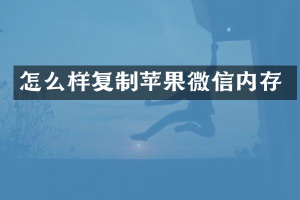 怎么样复制苹果微信内存