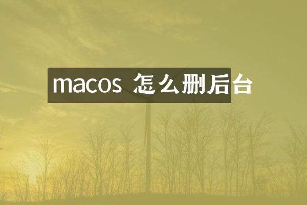 macos 怎么删后台