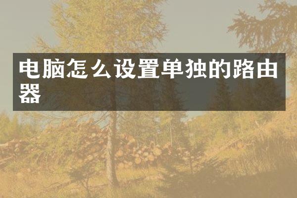 电脑怎么设置单独的路由器