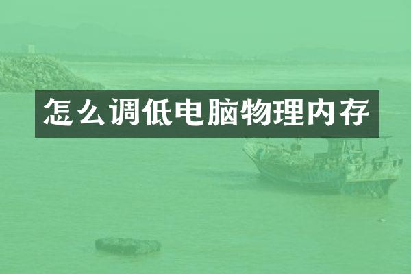 怎么调低电脑物理内存