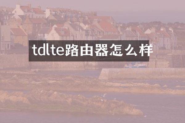 tdlte路由器怎么样