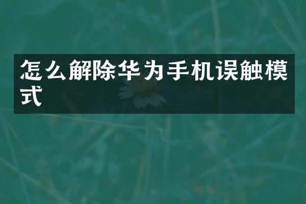 怎么解除华为手机误触模式