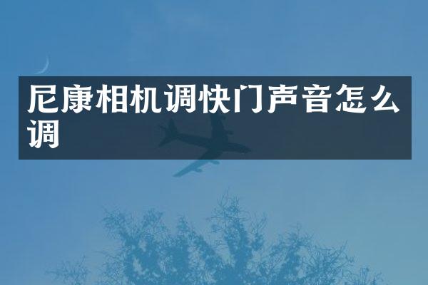 尼康相机调快门声音怎么调